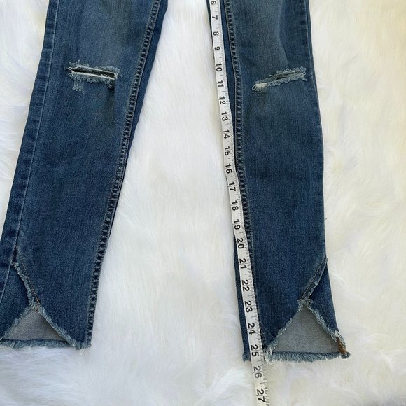 NWT Free People Jeans Sunny Skinny Ankle Raw Hem Boho Distressed Sz 24 #OB901605 - Picture 9 of 10